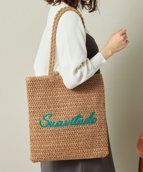 ITS'DEMO/イッツデモ 雑材サガラ刺繍フラットトート ベージュ(052) 00(フリーサイズ) ITS'DEMO/イッツデモ 雑材サガラ刺繍フラットトート ベージュ(052) 00(フリーサイズ)