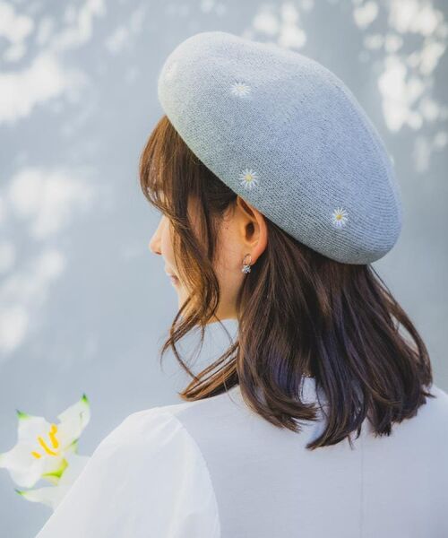 ITS'DEMO / イッツデモ ハンチング・キャスケット・ベレー帽 | 【手洗い可】フラワー刺繍サーモベレー帽 | 詳細7