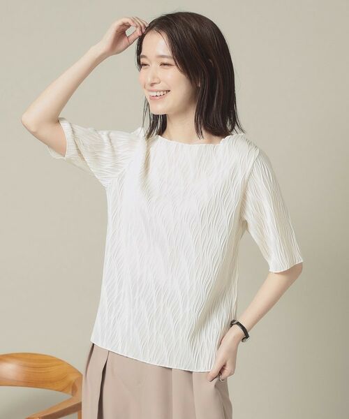 ITS'DEMO / イッツデモ カットソー | 【洗濯機OK】ジャカード5分袖プルオーバー | 詳細1