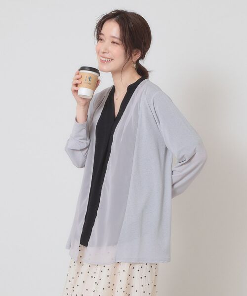 ITS'DEMO / イッツデモ カーディガン・ボレロ | 【手洗い可】異素材切替着流しカーディガン | 詳細5
