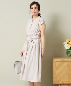 ITS'DEMO / イッツデモ ミニ丈・ひざ丈ワンピース | 【UVケア／吸水速乾／洗濯機OK／洗濯後しわになりにくい】麻調合繊ワンピース＜ラク服シリーズ＞