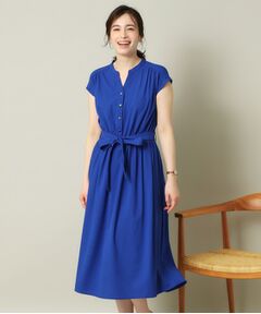 ITS'DEMO / イッツデモ ミニ丈・ひざ丈ワンピース | 【UVケア／吸水速乾／洗濯機OK／洗濯後しわになりにくい】麻調合繊ワンピース＜ラク服シリーズ＞