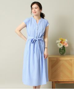 ITS'DEMO / イッツデモ ミニ丈・ひざ丈ワンピース | 【UVケア／吸水速乾／洗濯機OK／洗濯後しわになりにくい】麻調合繊ワンピース＜ラク服シリーズ＞