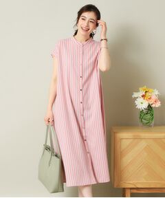 ITS'DEMO / イッツデモ ミニ丈・ひざ丈ワンピース | 【UVケア／吸水速乾／洗濯機OK／冷感】麻調合繊前開きワンピース＜ラク服シリーズ＞