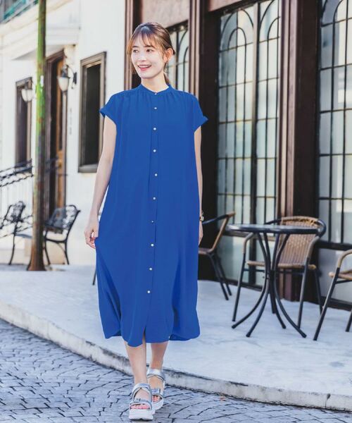 ITS'DEMO / イッツデモ ロング・マキシ丈ワンピース | 【接触冷感／吸水速乾／洗濯機OK】イージーケア前開きワンピース＜ラク服シリーズ＞ | 詳細1