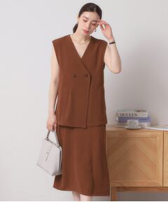 ITS'DEMO / イッツデモ ロング・マキシ丈ワンピース | 【接触冷感／吸水速乾／洗濯機OK／イージーケア】ジレ×キャミワンピースセット＜ラク服シリーズ＞