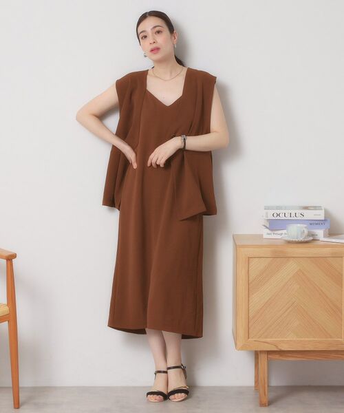 ITS'DEMO / イッツデモ ロング・マキシ丈ワンピース | 【接触冷感／吸水速乾／洗濯機OK／イージーケア】ジレ×キャミワンピースセット＜ラク服シリーズ＞ | 詳細14