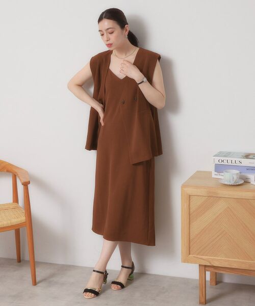 ITS'DEMO / イッツデモ ロング・マキシ丈ワンピース | 【接触冷感／吸水速乾／洗濯機OK／イージーケア】ジレ×キャミワンピースセット＜ラク服シリーズ＞ | 詳細15