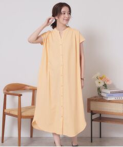 ITS'DEMO / イッツデモ ロング・マキシ丈ワンピース | 【洗濯機OK／洗濯後しわになりにくい】カットサッカー前開きワンピース