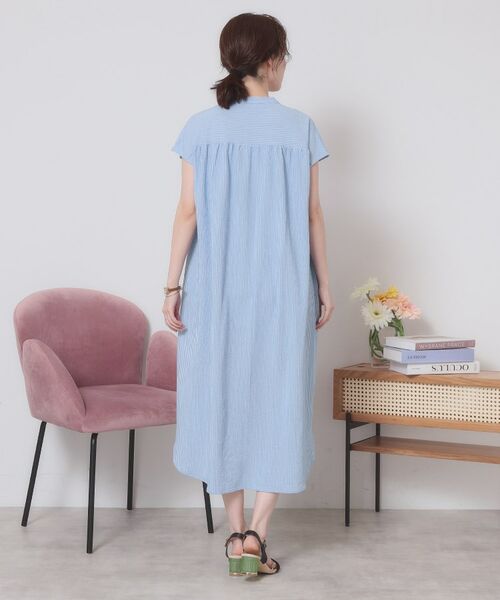 ITS'DEMO / イッツデモ ロング・マキシ丈ワンピース | 【洗濯機OK／洗濯後しわになりにくい】カットサッカー前開きワンピース | 詳細19