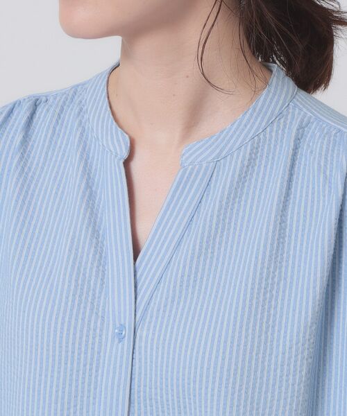 ITS'DEMO / イッツデモ ロング・マキシ丈ワンピース | 【洗濯機OK／洗濯後しわになりにくい】カットサッカー前開きワンピース | 詳細20