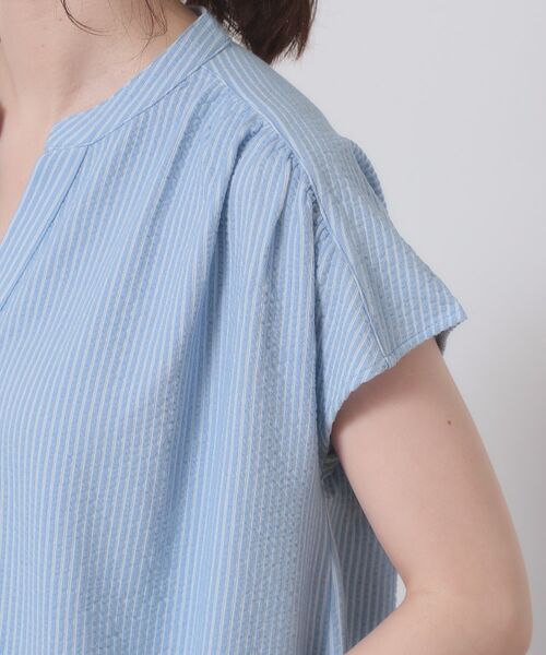 ITS'DEMO / イッツデモ ロング・マキシ丈ワンピース | 【洗濯機OK／洗濯後しわになりにくい】カットサッカー前開きワンピース | 詳細21