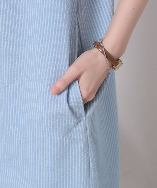 ITS'DEMO / イッツデモ ロング・マキシ丈ワンピース | 【洗濯機OK／洗濯後しわになりにくい】カットサッカー前開きワンピース | 詳細23