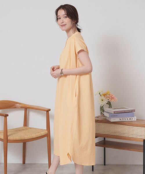 ITS'DEMO / イッツデモ ロング・マキシ丈ワンピース | 【洗濯機OK／洗濯後しわになりにくい】カットサッカー前開きワンピース | 詳細5