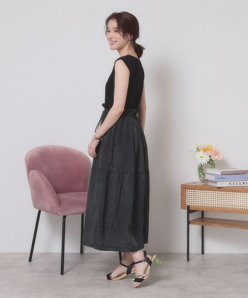 ITS'DEMO / イッツデモ ロング・マキシ丈ワンピース | 【ウエストゴム／洗濯機OK】異素材コンビワンピース | 詳細14
