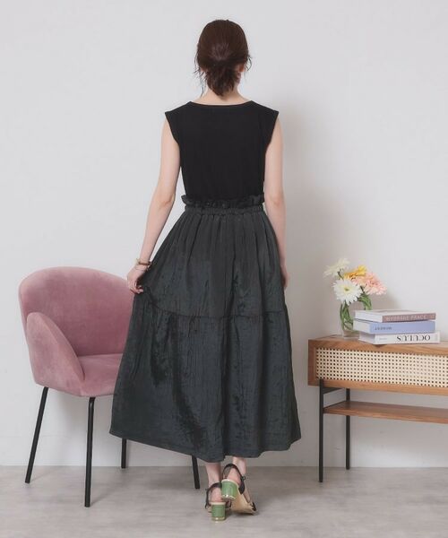 ITS'DEMO / イッツデモ ロング・マキシ丈ワンピース | 【ウエストゴム／洗濯機OK】異素材コンビワンピース | 詳細15