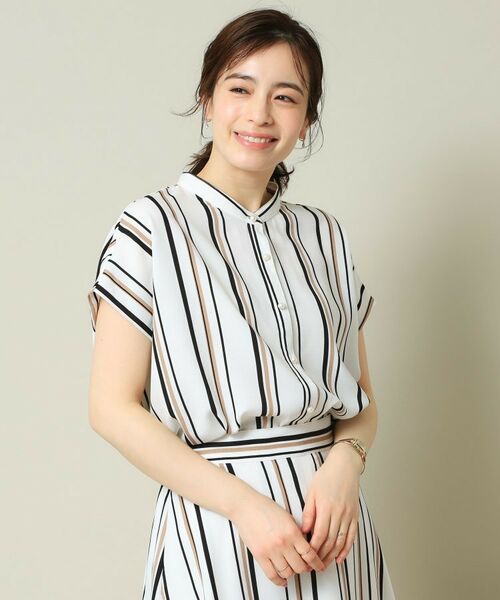 ITS'DEMO / イッツデモ シャツ・ブラウス | 【UVケア／吸水速乾／洗濯機OK／冷感】麻調合繊タックブラウス＜ラク服シリーズ＞ | 詳細16