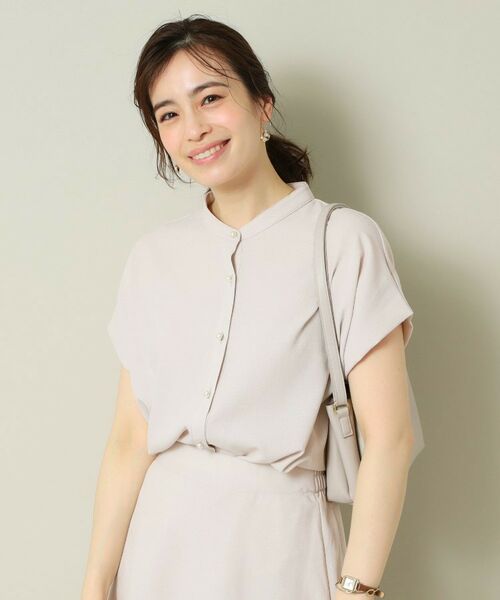 ITS'DEMO / イッツデモ シャツ・ブラウス | 【UVケア／吸水速乾／洗濯機OK／冷感】麻調合繊タックブラウス＜ラク服シリーズ＞ | 詳細4