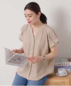 ITS'DEMO / イッツデモ シャツ・ブラウス | 【洗濯機OK／洗濯後しわになりにくい】カットサッカー袖タックプルオーバー