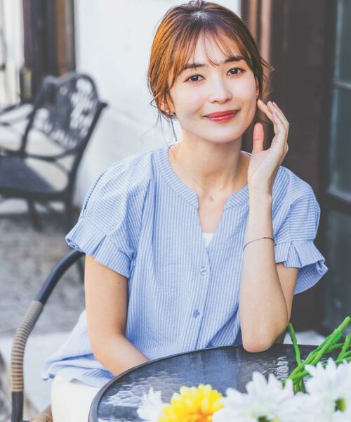 ITS'DEMO / イッツデモ シャツ・ブラウス | 【洗濯機OK／洗濯後しわになりにくい】カットサッカー袖タックプルオーバー | 詳細1