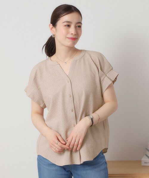 ITS'DEMO / イッツデモ シャツ・ブラウス | 【洗濯機OK／洗濯後しわになりにくい】カットサッカー袖タックプルオーバー | 詳細10