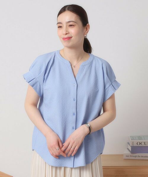 ITS'DEMO / イッツデモ シャツ・ブラウス | 【洗濯機OK／洗濯後しわになりにくい】カットサッカー袖タックプルオーバー | 詳細17