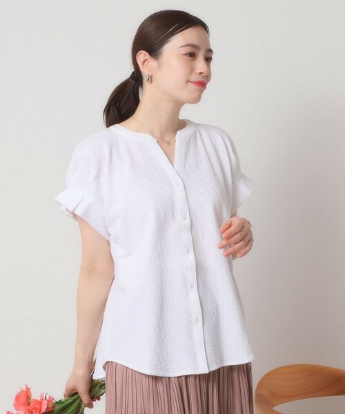 ITS'DEMO / イッツデモ シャツ・ブラウス | 【洗濯機OK／洗濯後しわになりにくい】カットサッカー袖タックプルオーバー | 詳細6