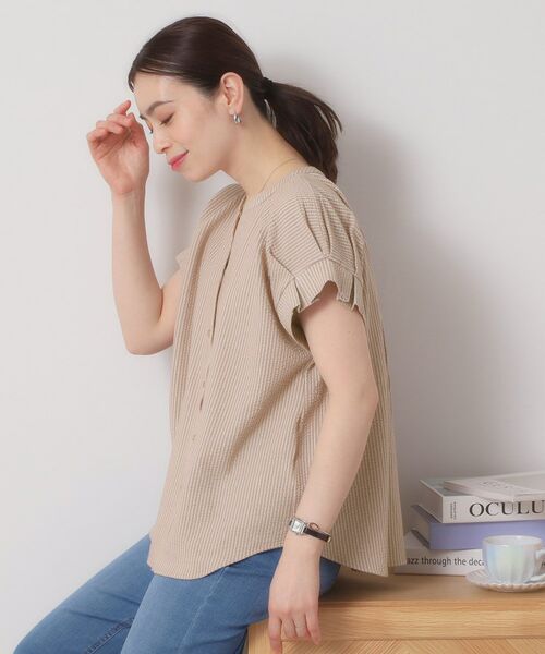 ITS'DEMO / イッツデモ シャツ・ブラウス | 【洗濯機OK／洗濯後しわになりにくい】カットサッカー袖タックプルオーバー | 詳細9