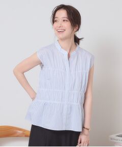 ITS'DEMO / イッツデモ シャツ・ブラウス | 【洗濯機OK】ギャザーストライプブラウス