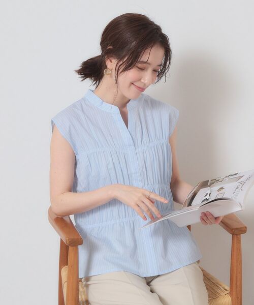 ITS'DEMO / イッツデモ シャツ・ブラウス | 【洗濯機OK】ギャザーストライプブラウス | 詳細5