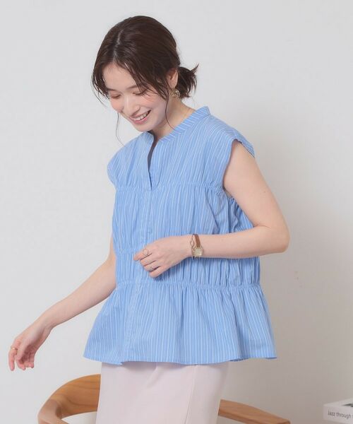 ITS'DEMO / イッツデモ シャツ・ブラウス | 【洗濯機OK】ギャザーストライプブラウス | 詳細9