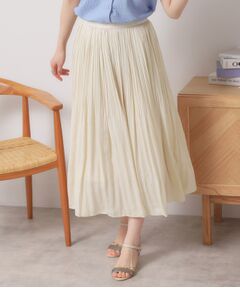 ITS'DEMO / イッツデモ ロング・マキシ丈スカート | 【手洗い可／ウエストゴム】サテンプリーツスカート