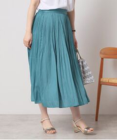 ITS'DEMO / イッツデモ ロング・マキシ丈スカート | 【手洗い可／ウエストゴム】サテンプリーツスカート