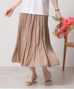 ITS'DEMO / イッツデモ ロング・マキシ丈スカート | 【手洗い可／ウエストゴム】サテンプリーツスカート