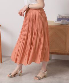 ITS'DEMO / イッツデモ ロング・マキシ丈スカート | 【手洗い可／ウエストゴム】サテンプリーツスカート