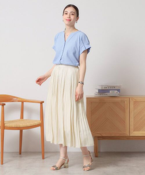 ITS'DEMO / イッツデモ ロング・マキシ丈スカート | 【手洗い可／ウエストゴム】サテンプリーツスカート | 詳細2