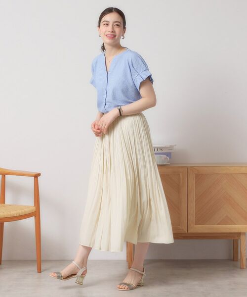 ITS'DEMO / イッツデモ ロング・マキシ丈スカート | 【手洗い可／ウエストゴム】サテンプリーツスカート | 詳細3