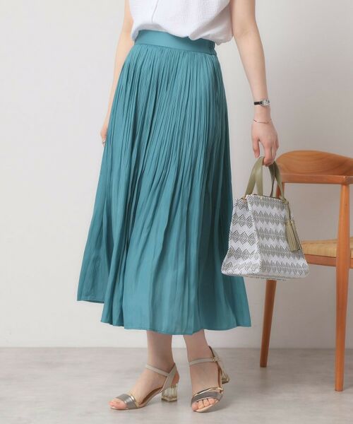 ITS'DEMO / イッツデモ ロング・マキシ丈スカート | 【手洗い可／ウエストゴム】サテンプリーツスカート | 詳細5