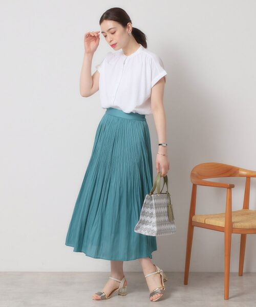 ITS'DEMO / イッツデモ ロング・マキシ丈スカート | 【手洗い可／ウエストゴム】サテンプリーツスカート | 詳細6