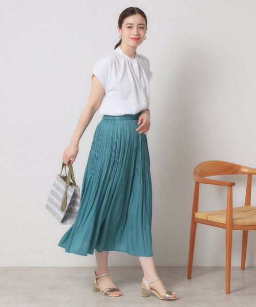 ITS'DEMO / イッツデモ ロング・マキシ丈スカート | 【手洗い可／ウエストゴム】サテンプリーツスカート | 詳細7