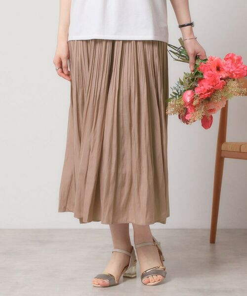 ITS'DEMO / イッツデモ ロング・マキシ丈スカート | 【手洗い可／ウエストゴム】サテンプリーツスカート | 詳細9