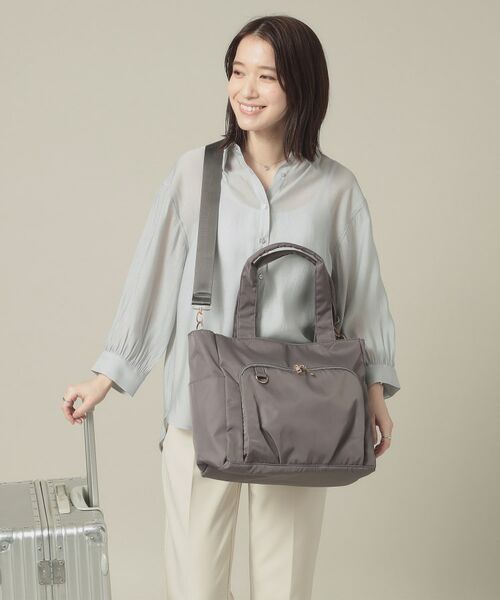 セール】 【旅行／キャリーオン可】ツイル14ポケット2WAYトート