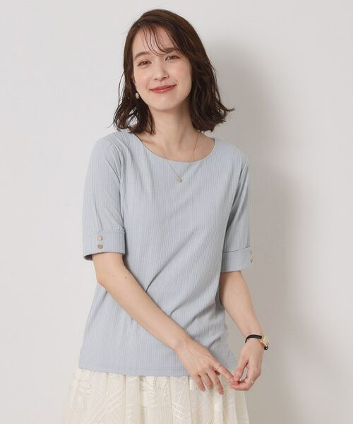 ITS'DEMO / イッツデモ カットソー | 【手洗い可】ランダムテレコ袖釦プルオーバー | 詳細13