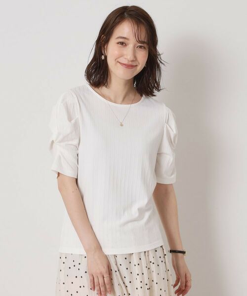 ITS'DEMO / イッツデモ カットソー | 【手洗い可】ランダムテレコ袖タックプルオーバー | 詳細1