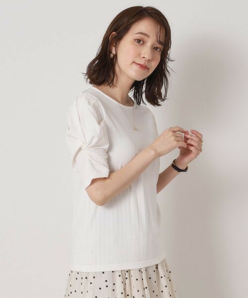 ITS'DEMO / イッツデモ カットソー | 【手洗い可】ランダムテレコ袖タックプルオーバー | 詳細2