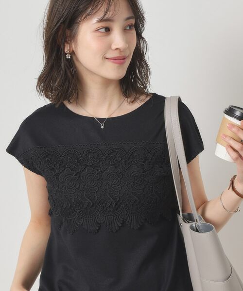 ITS'DEMO / イッツデモ カットソー | 【吸水速乾／手洗い可／洗濯後しわになりにくい】カットミラノフロントレーストップス | 詳細8