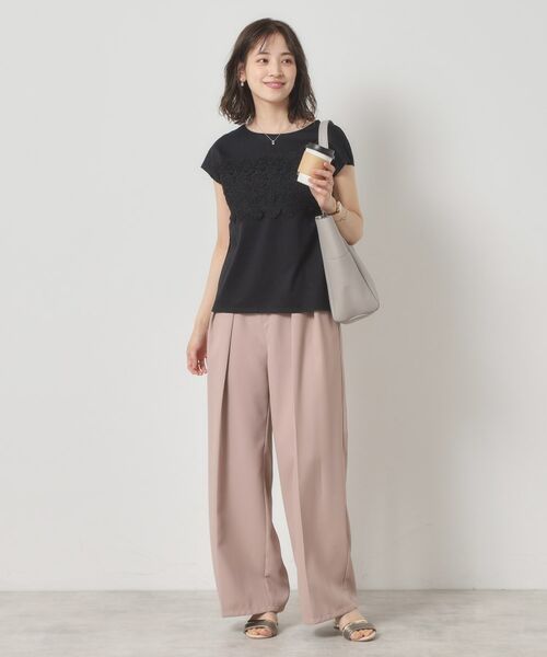 ITS'DEMO / イッツデモ カットソー | 【吸水速乾／手洗い可／洗濯後しわになりにくい】カットミラノフロントレーストップス | 詳細9