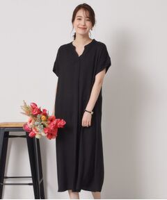 ITS'DEMO / イッツデモ ミニ丈・ひざ丈ワンピース | 【接触冷感／手洗い可】強撚スラブスキッパーワンピース