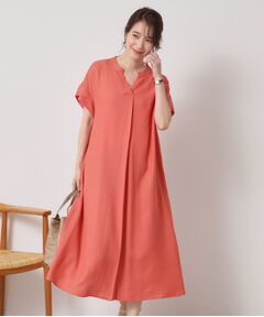 ITS'DEMO / イッツデモ ミニ丈・ひざ丈ワンピース | 【接触冷感／手洗い可】強撚スラブスキッパーワンピース