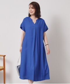 ITS'DEMO / イッツデモ ミニ丈・ひざ丈ワンピース | 【接触冷感／手洗い可】強撚スラブスキッパーワンピース